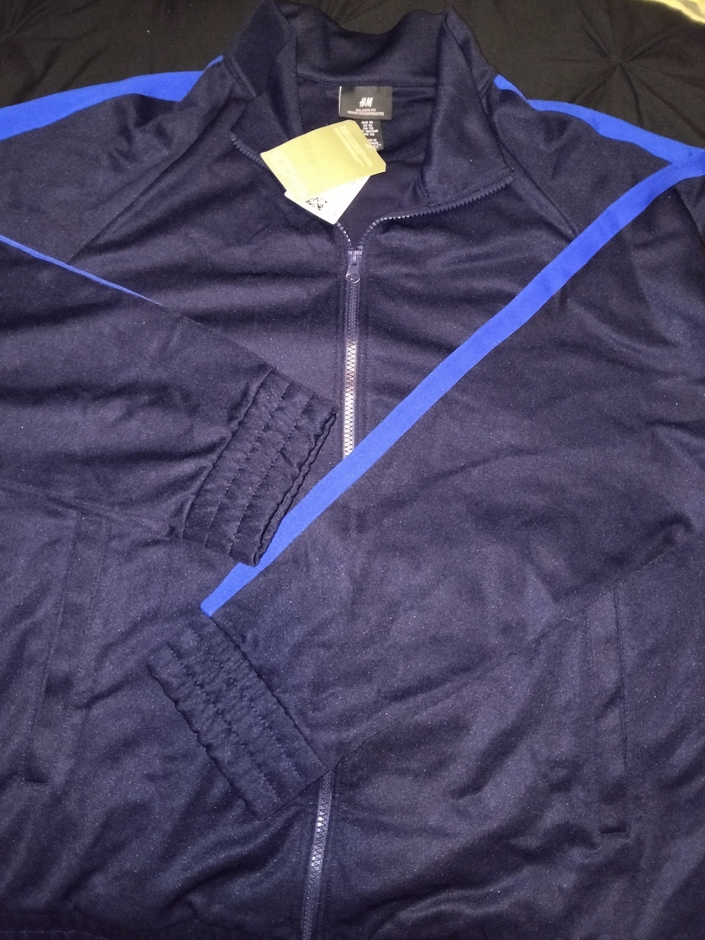 H&M Men's Navy Blue Track SET Full Zip Relaxed Fit Knit Polyester XL